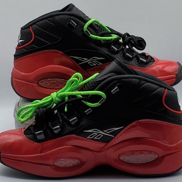 Reebok Question Mid Iverson Men's Size 9.5 W/Laces Black/Red G57551 New - Picture 2 of 9